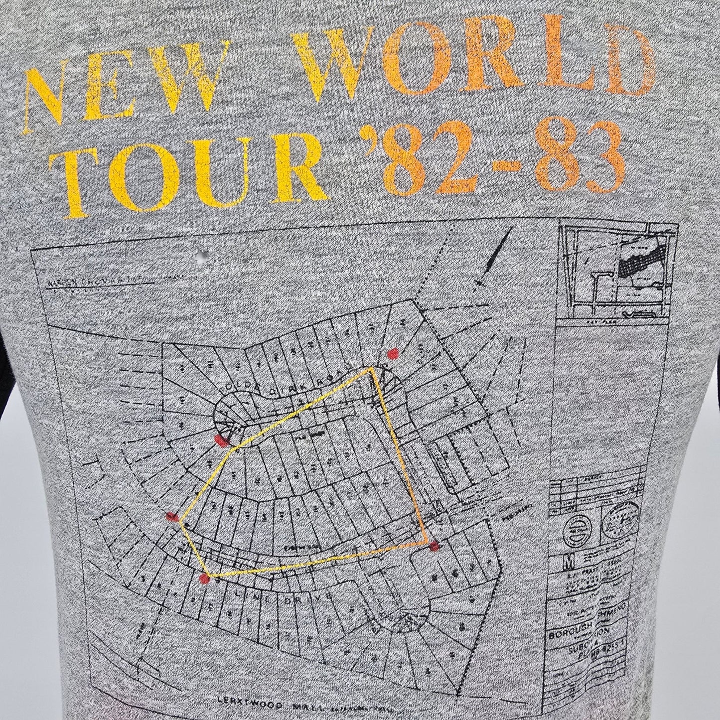 Thrashed Vintage 1980s Rush Signals World Tour '82-83 Raglan Concert T-Shirt (S)