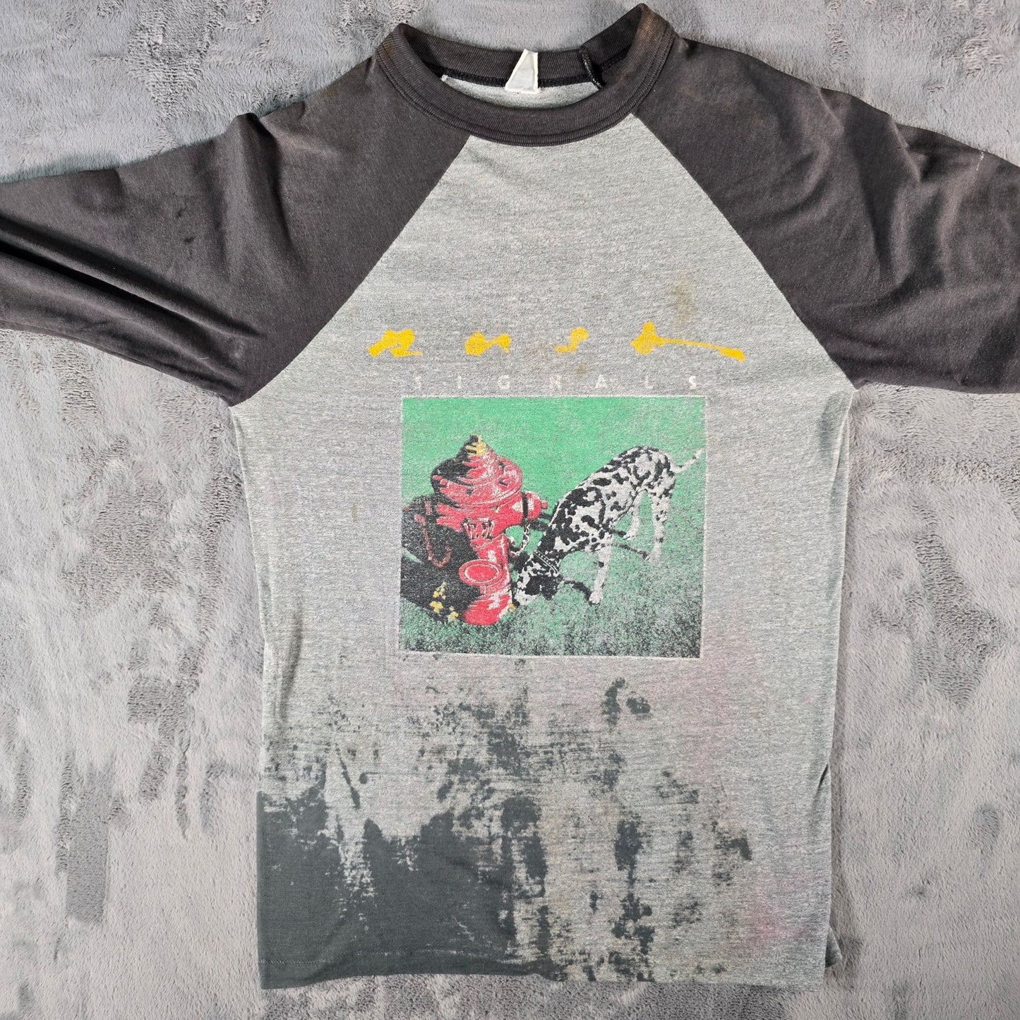 Thrashed Vintage 1980s Rush Signals World Tour '82-83 Raglan Concert T-Shirt (S)