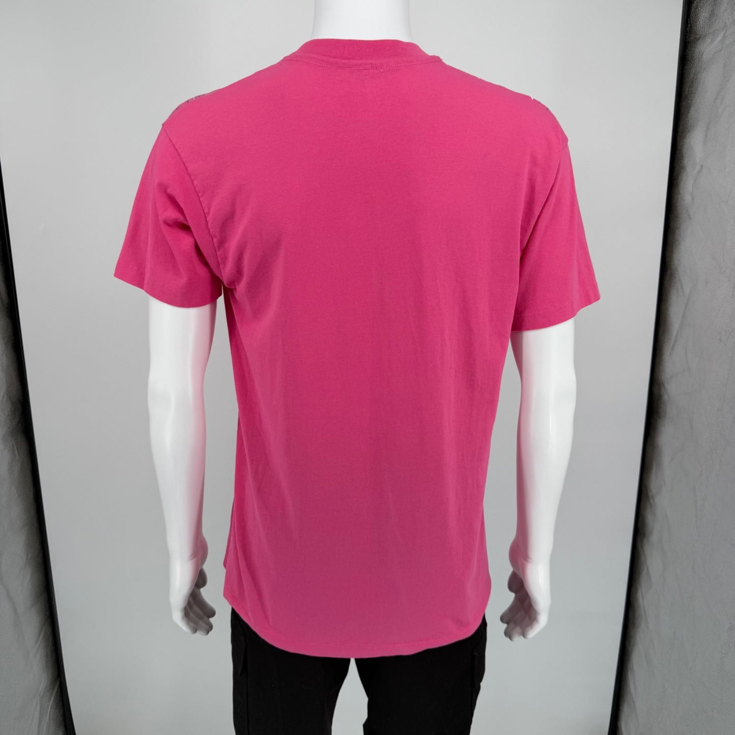 Vintage 1990s Pink Absract Glitter Paint Splatter Wearable Art T-Shirt (M)