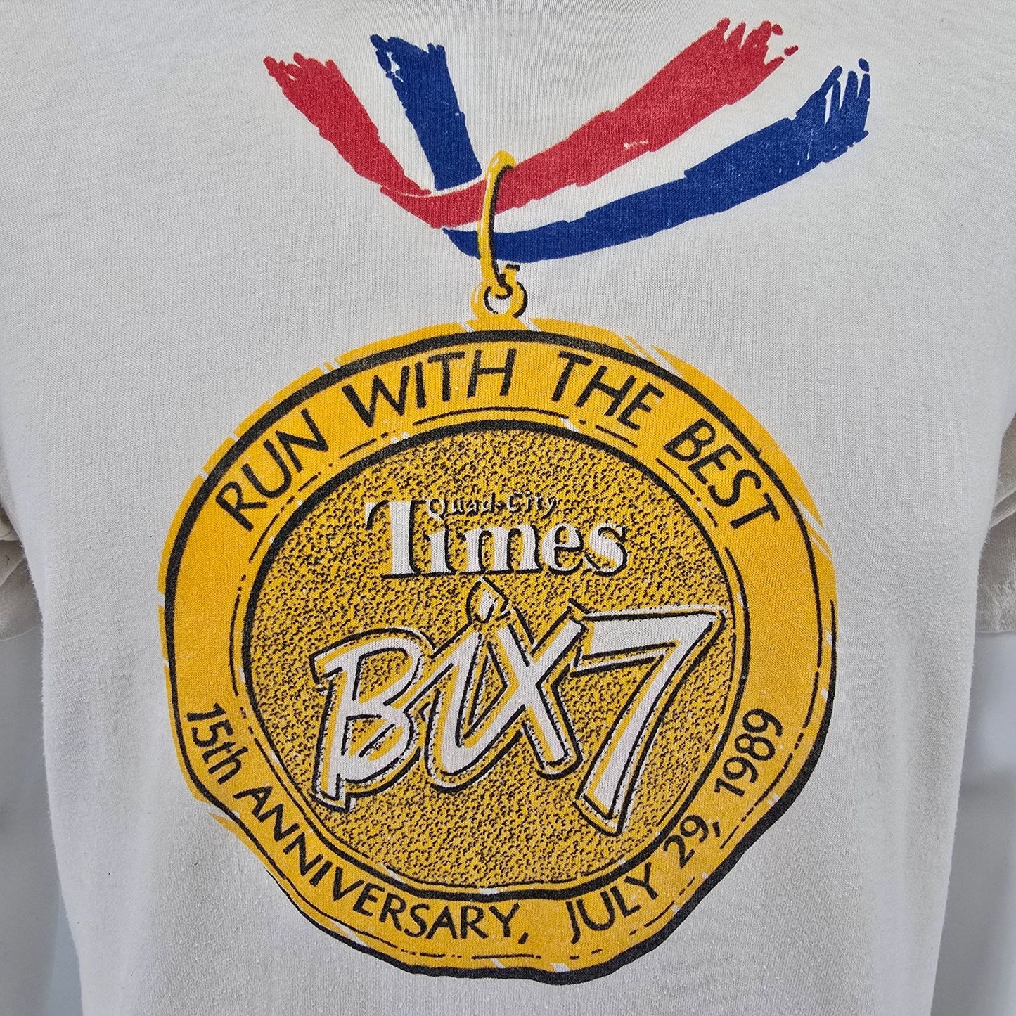 Vintage 1989 Quad-City Times Bix 7 Road Race Davenport Iowa T-Shirt (M)