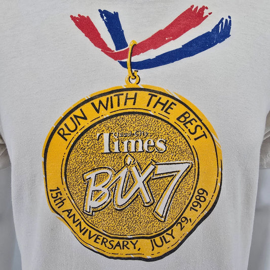 Vintage 1989 Quad-City Times Bix 7 Road Race Davenport Iowa T-Shirt (M)