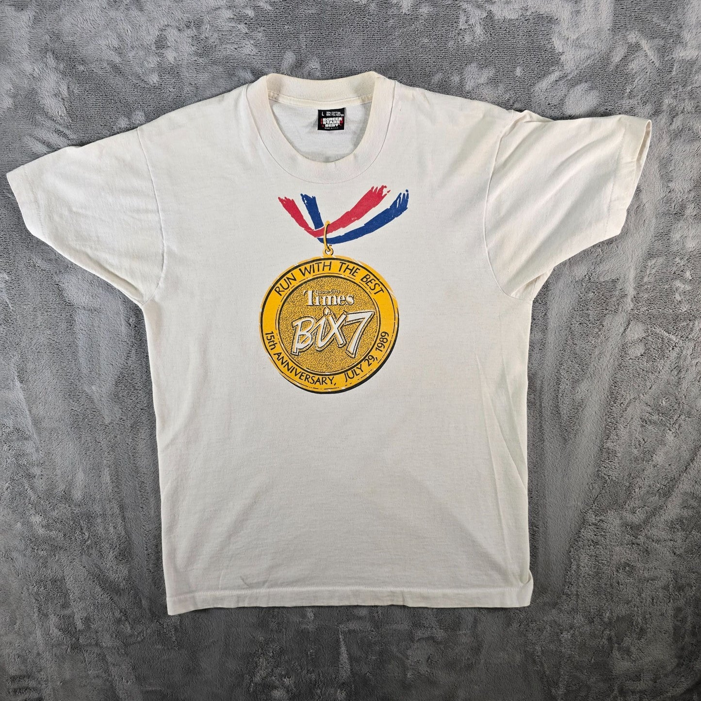 Vintage 1989 Quad-City Times Bix 7 Road Race Davenport Iowa T-Shirt (M)