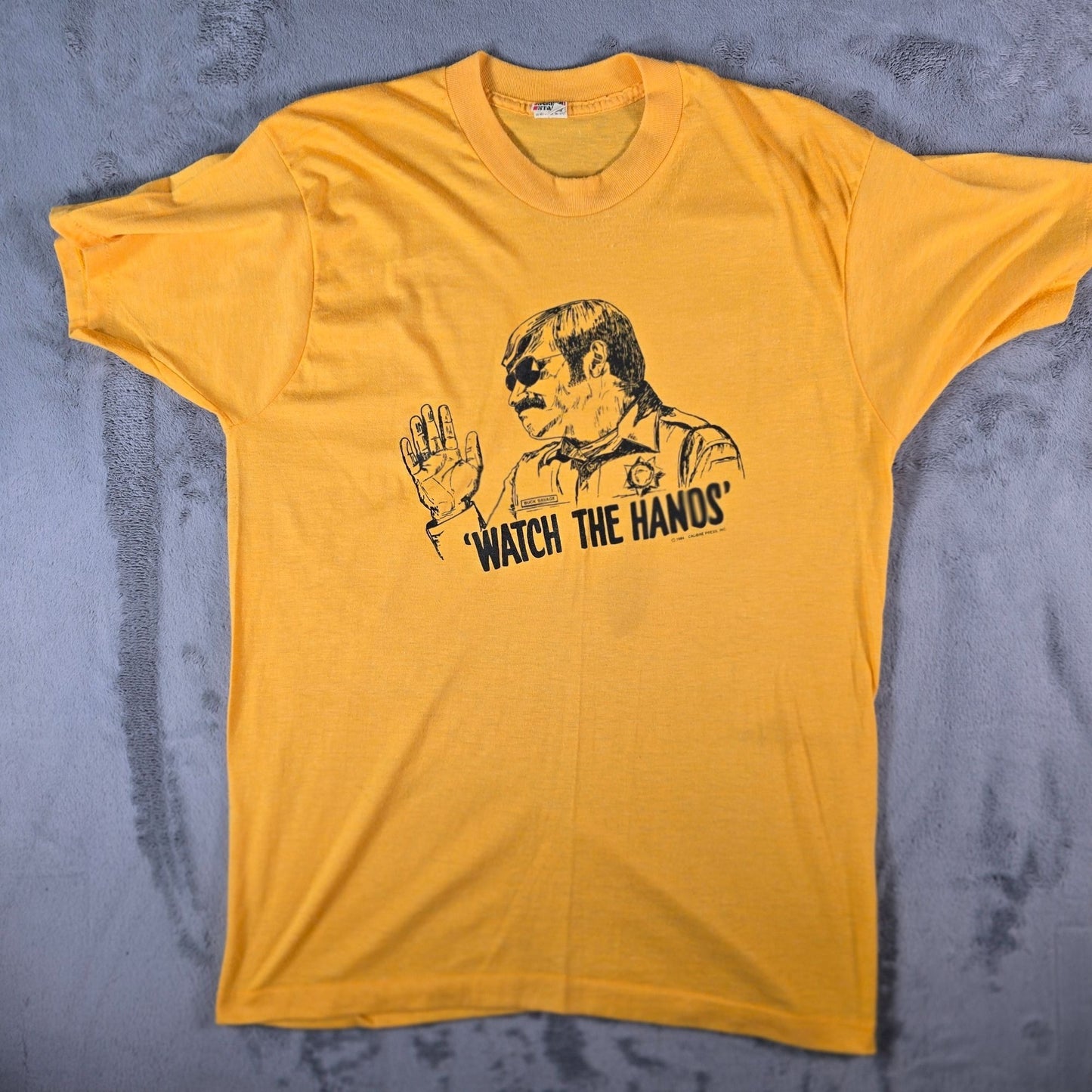 Vintage 1980s JD Buck Savage "Watch The Hands" Police Training Video T-Shirt (M)