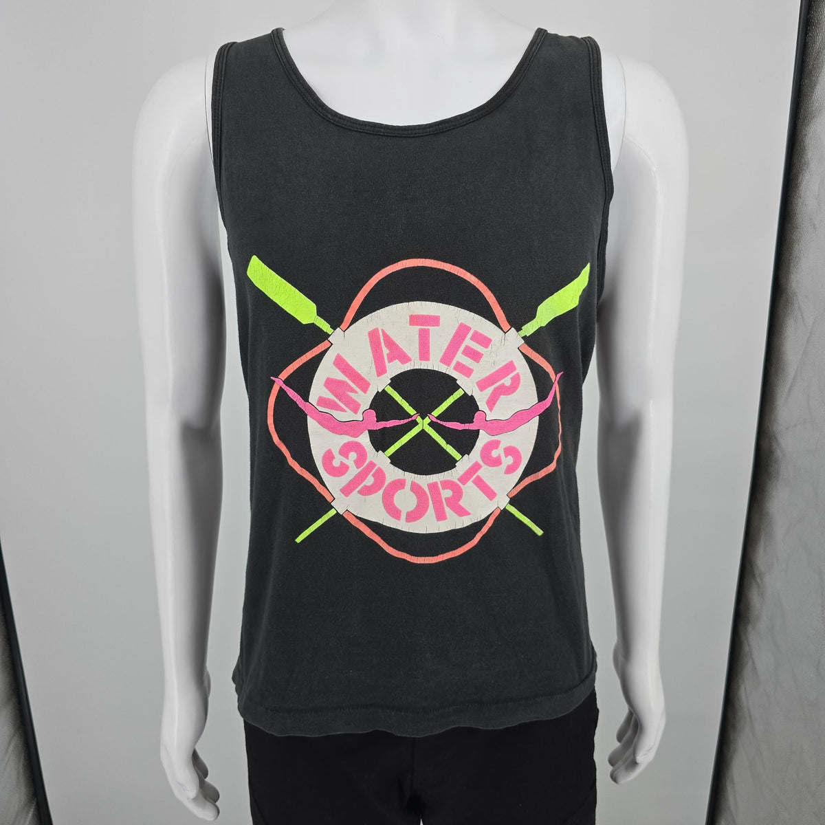 Distressed Vintage Late 1980s Fruit of the Loom "Water Sports" Tank Top (XL)