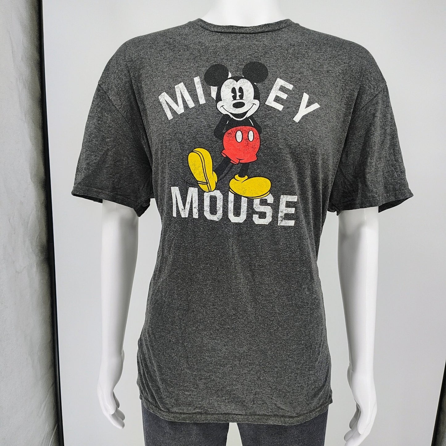 Disney Classic Mickey Mouse Gray Graphic T-Shirt (2XL)