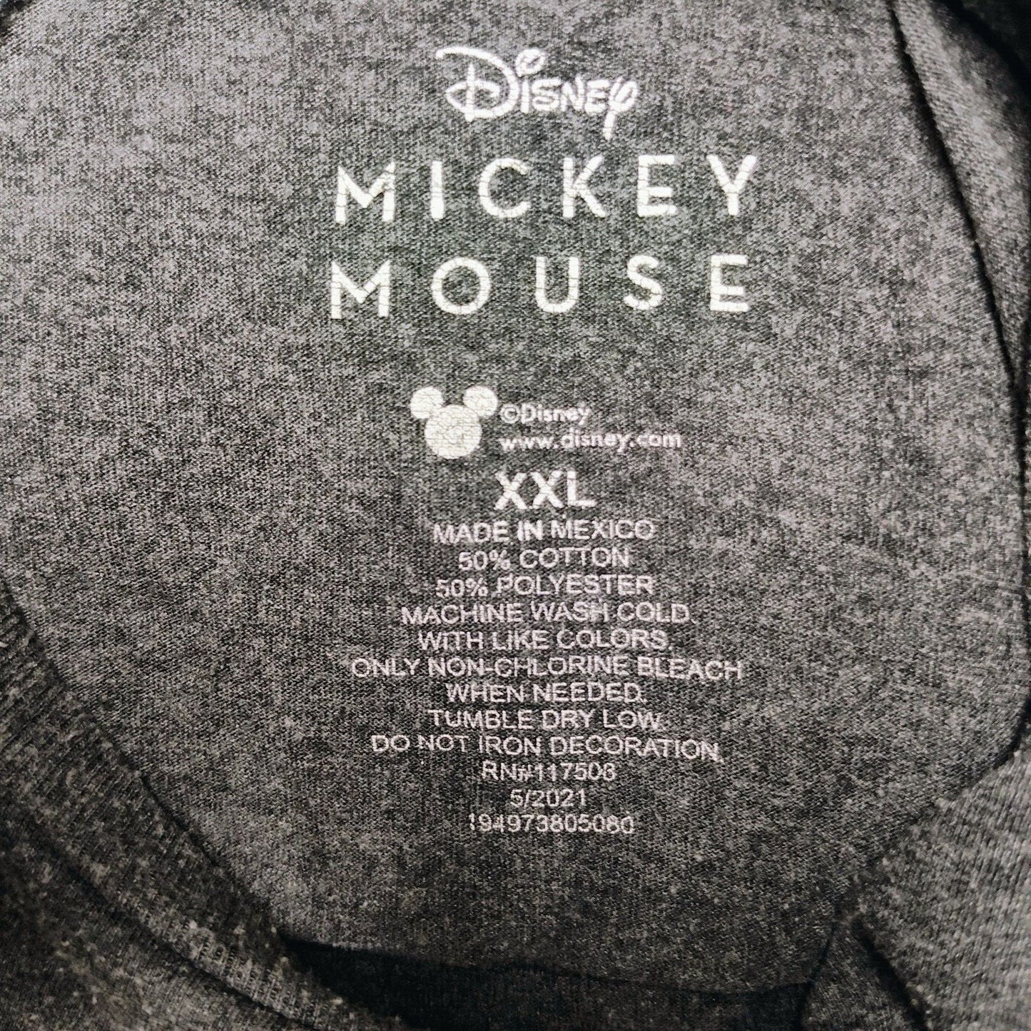 Disney Classic Mickey Mouse Gray Graphic T-Shirt (2XL)