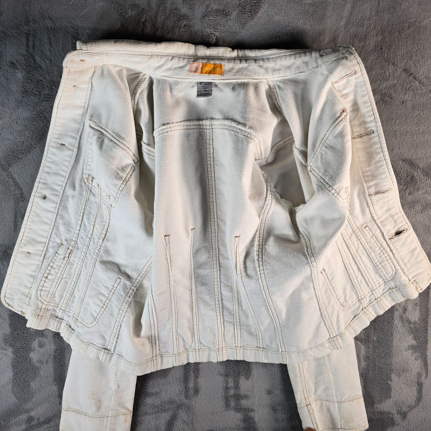 2000s Tulle Anthropologie Women's Fitted Ivory Corduroy Jacket (S) *Fair