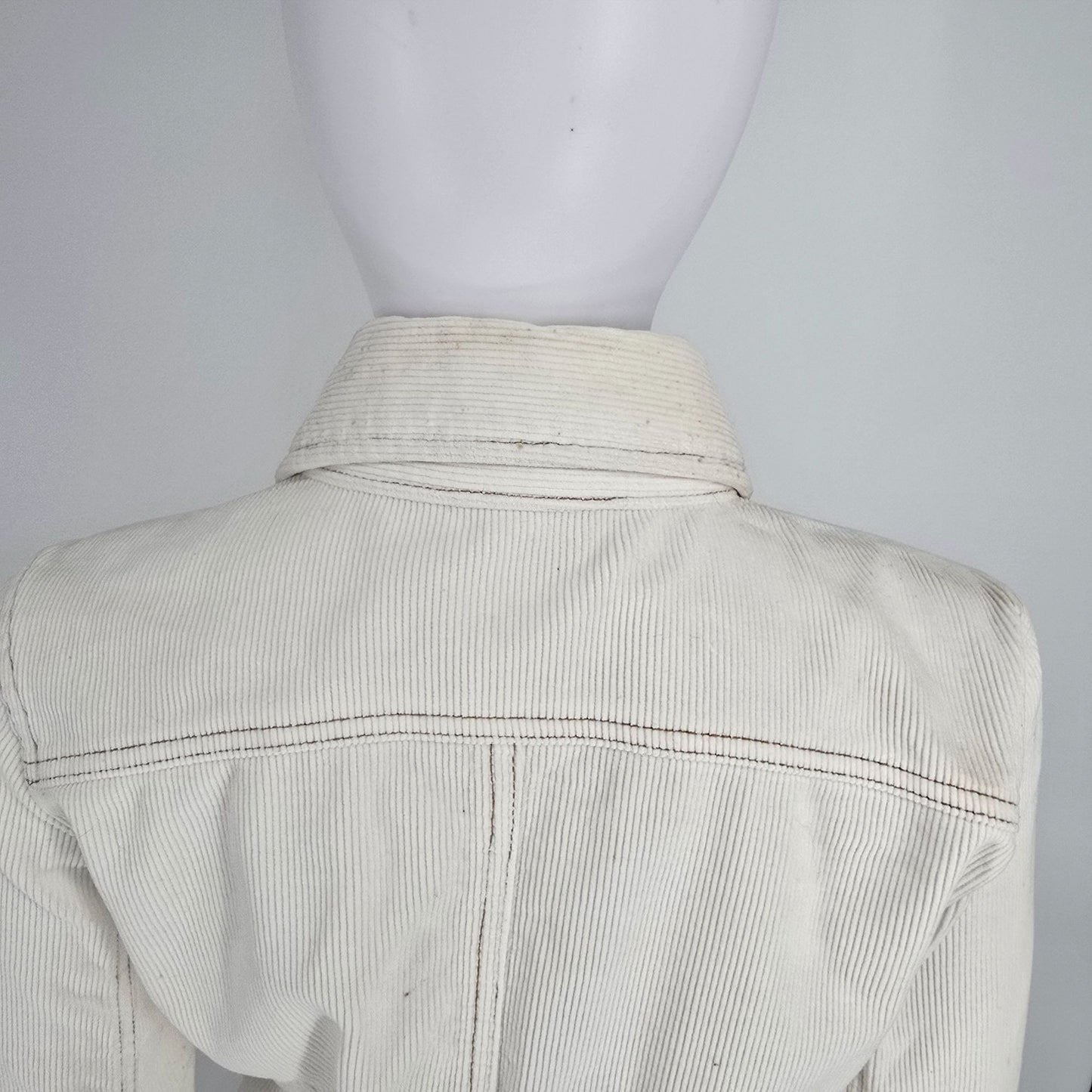 2000s Tulle Anthropologie Women's Fitted Ivory Corduroy Jacket (S) *Fair