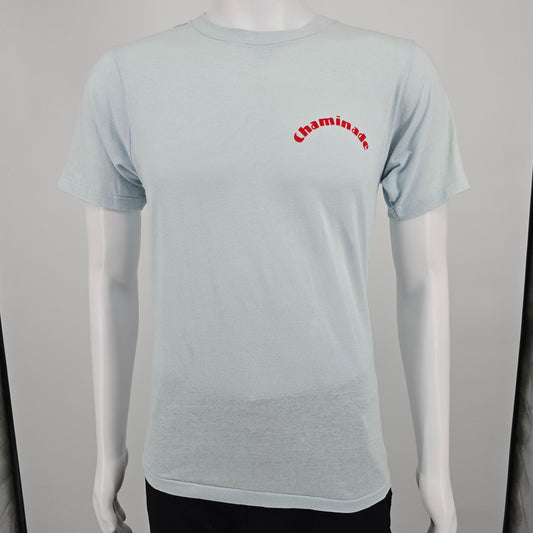 Vintage 1980s Champion Chaminade "Kim Hardwood" Flocked Letter T-Shirt (S/M)