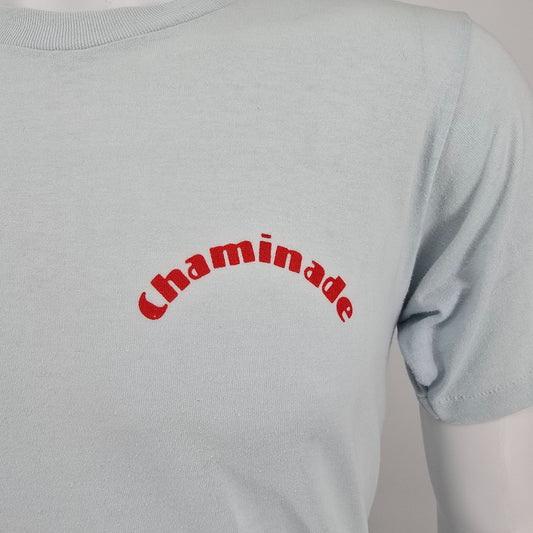 Vintage 1980s Champion Chaminade "Kim Hardwood" Flocked Letter T-Shirt (S/M)