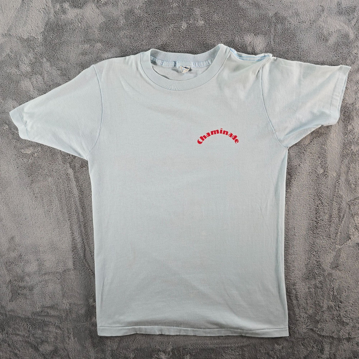 Vintage 1980s Champion Chaminade "Kim Hardwood" Flocked Letter T-Shirt (S/M)