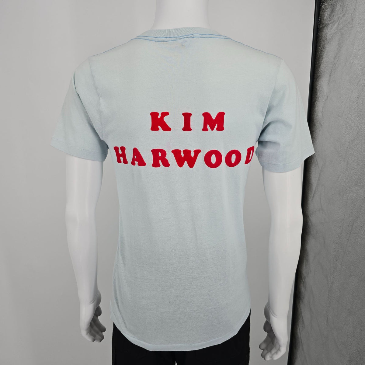 Vintage 1980s Champion Chaminade "Kim Hardwood" Flocked Letter T-Shirt (S/M)