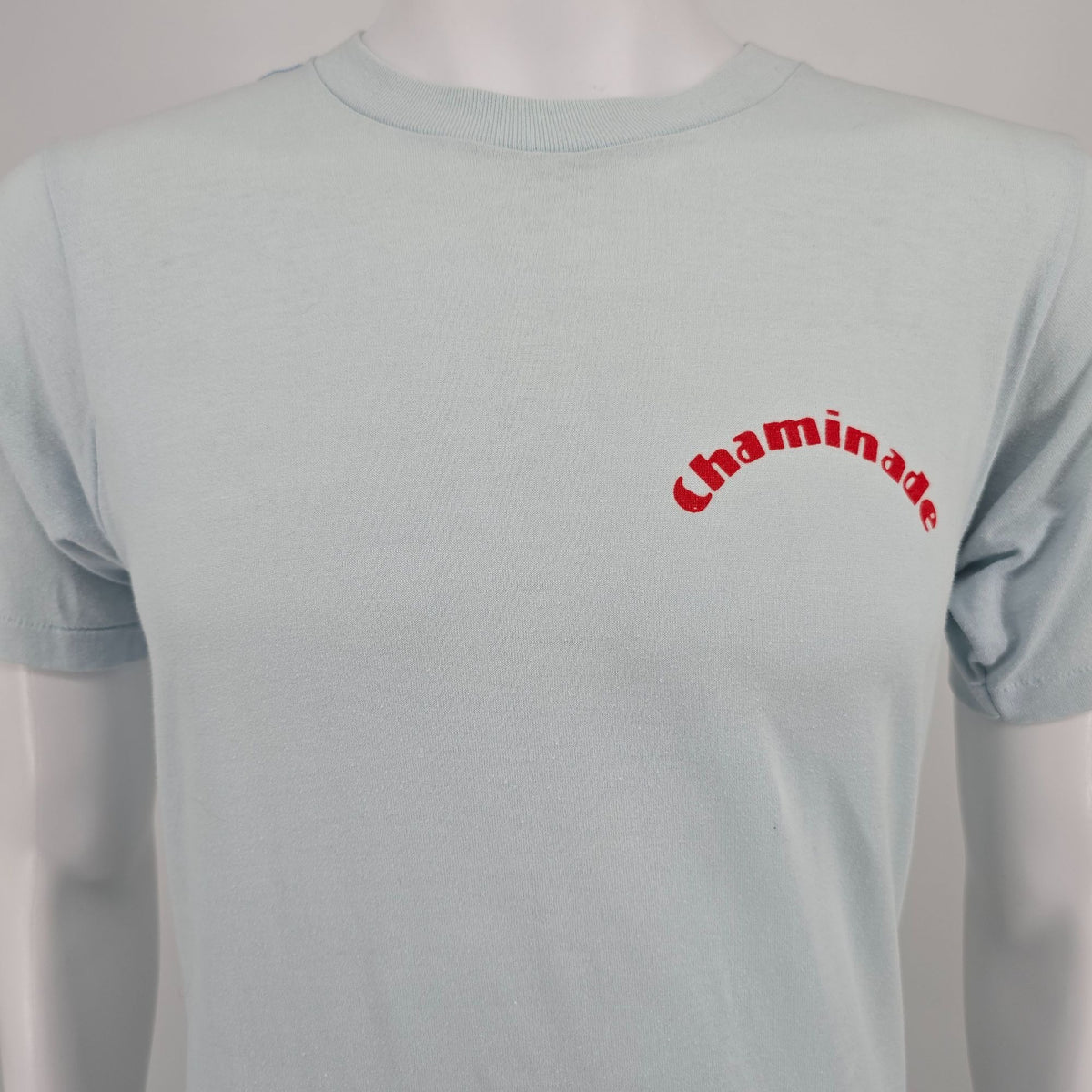 Vintage 1980s Champion Chaminade "Kim Hardwood" Flocked Letter T-Shirt (S/M)