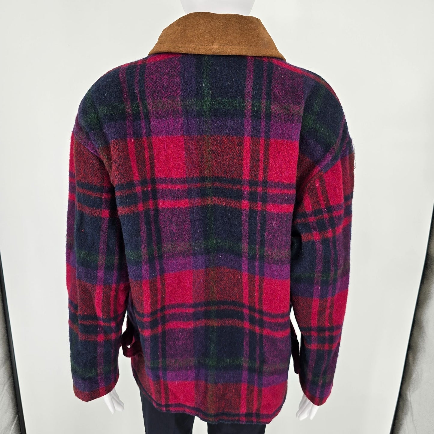Vintage 1990s Braetan Made in USA Plaid Wool Blend Snap Button Jacket (M)