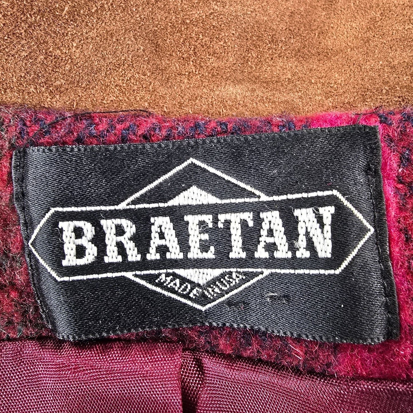 Vintage 1990s Braetan Made in USA Plaid Wool Blend Snap Button Jacket (M)