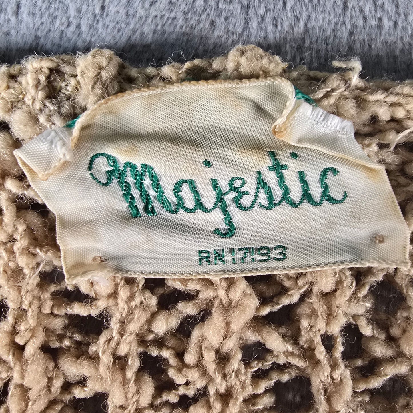 Vintage 1960s Majestic Women's Boho Open Knit Button-Front Cardigan Sweater (M)