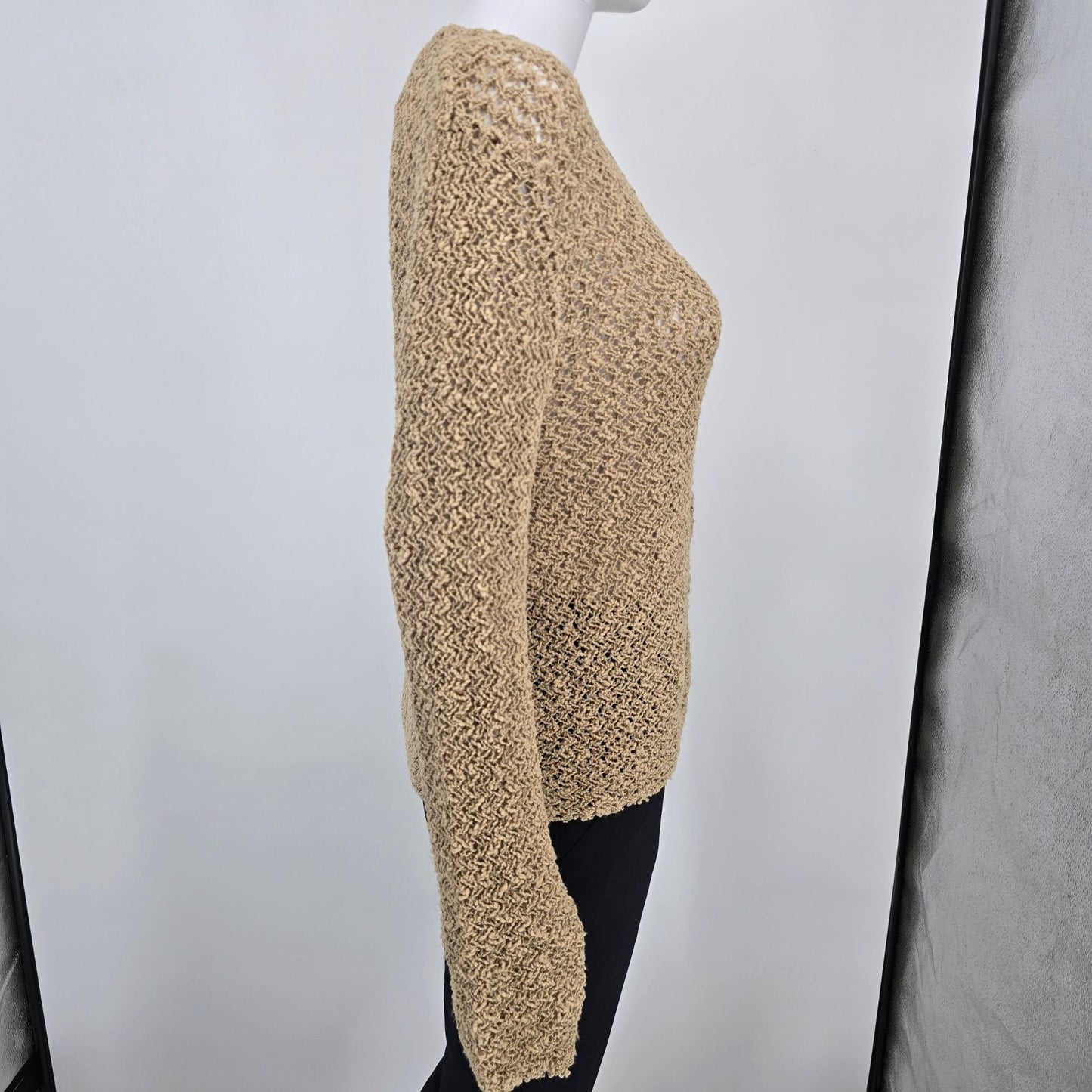 Vintage 1960s Majestic Women's Boho Open Knit Button-Front Cardigan Sweater (M)