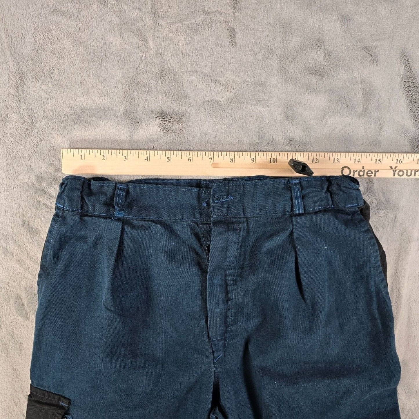 Vintage 1990s French Workwear Stretch Waistband Blue Utility Cargo Pants (29x29)