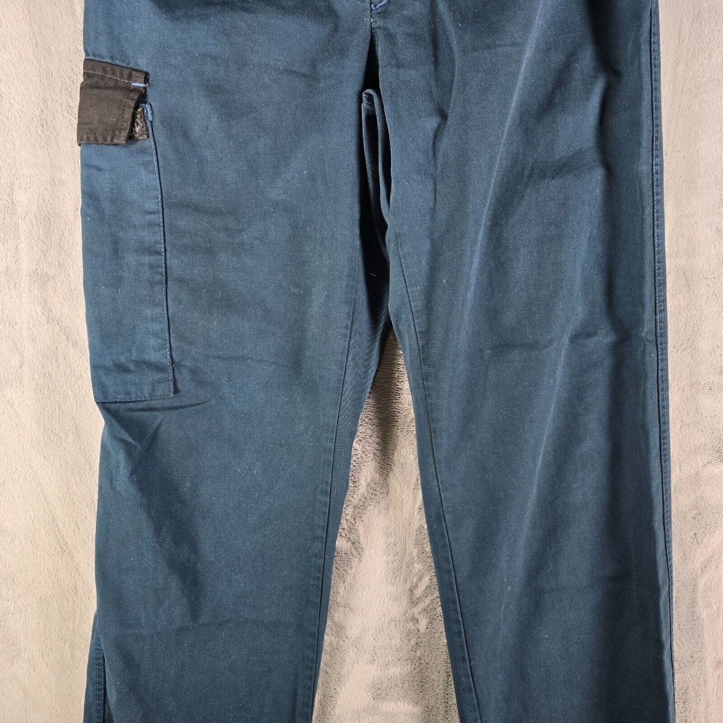 Vintage 1990s French Workwear Stretch Waistband Blue Utility Cargo Pants (29x29)