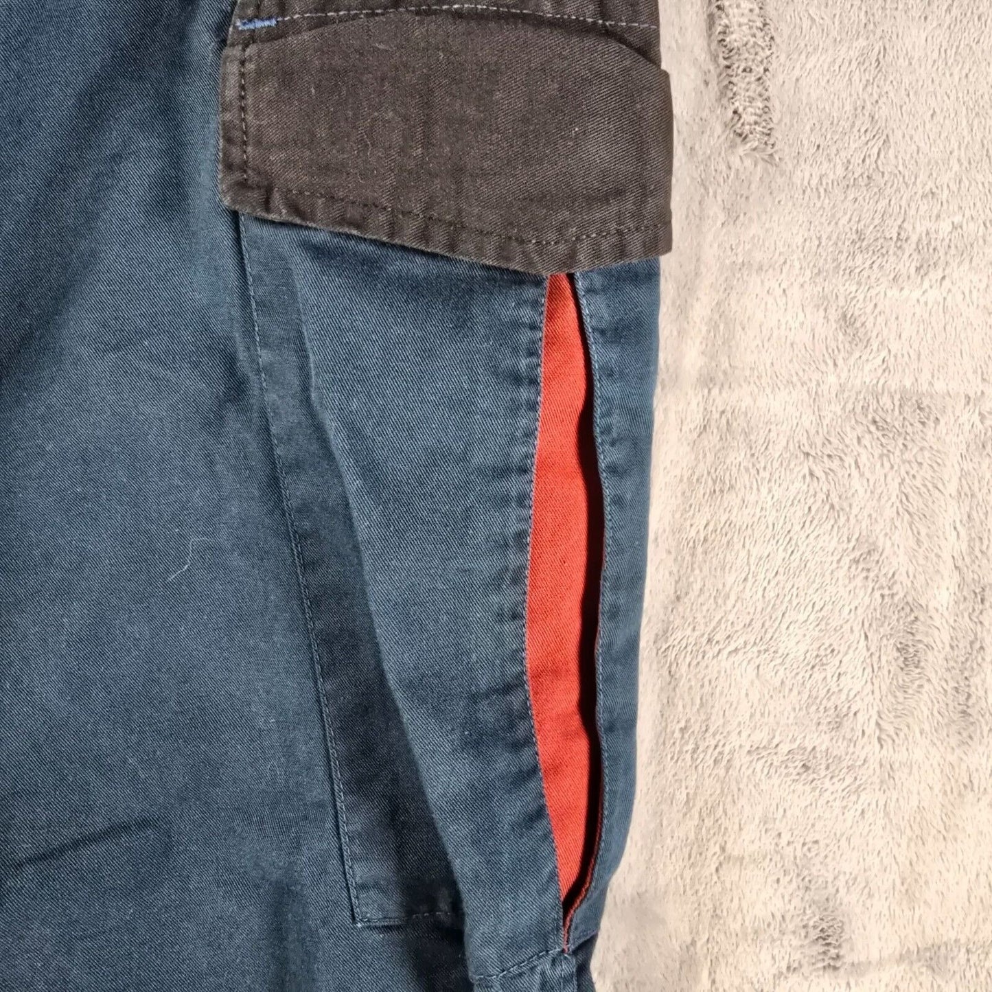 Vintage 1990s French Workwear Stretch Waistband Blue Utility Cargo Pants (29x29)