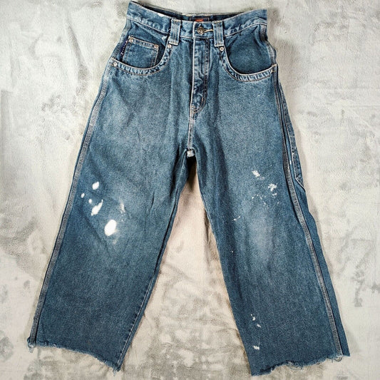 Vintage Y2K Route 66 Girl's High-Waisted Distressed Wide-Leg Jeans (Size 12)