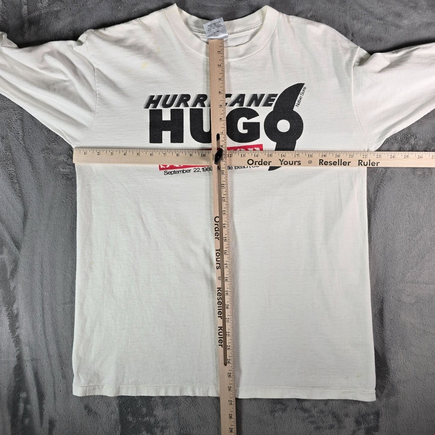 Vintage 1989 Hurricane Hugo Survivor Myrtle Beach Long Sleeve T-Shirt (L/XL)