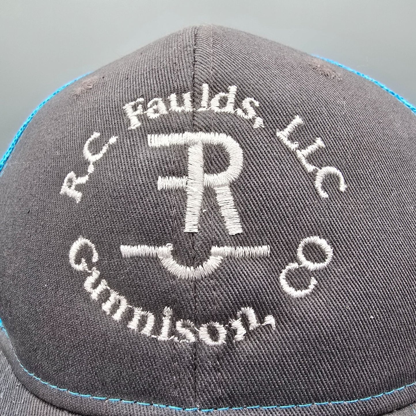 R.C. Faulds, LLC Gunnison Colorado Saddlery Blue & Gray Snapback Trucker Hat