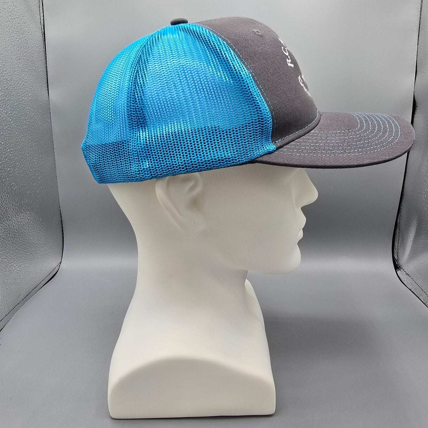 R.C. Faulds, LLC Gunnison Colorado Saddlery Blue & Gray Snapback Trucker Hat