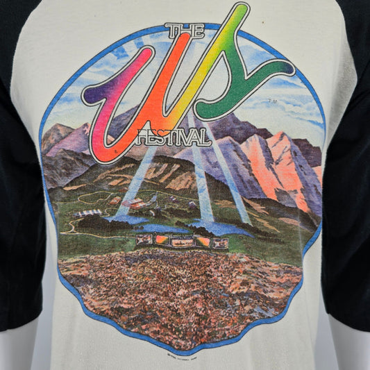 Vintage 1982 US Rock & Roll Festival San Bernadino Raglan Concert T-Shirt (M)