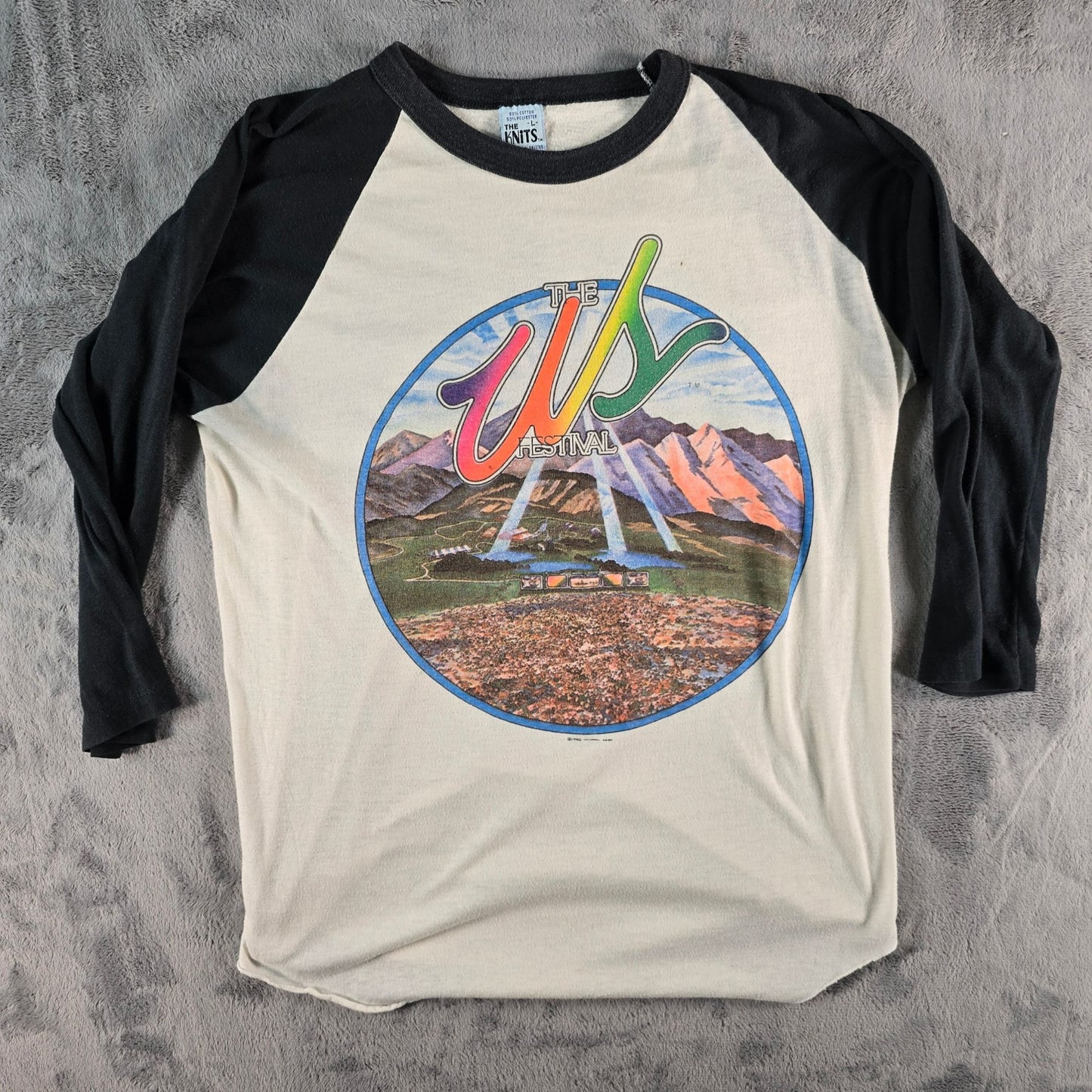 Vintage 1982 US Rock & Roll Festival San Bernadino Raglan Concert T-Shirt (M)