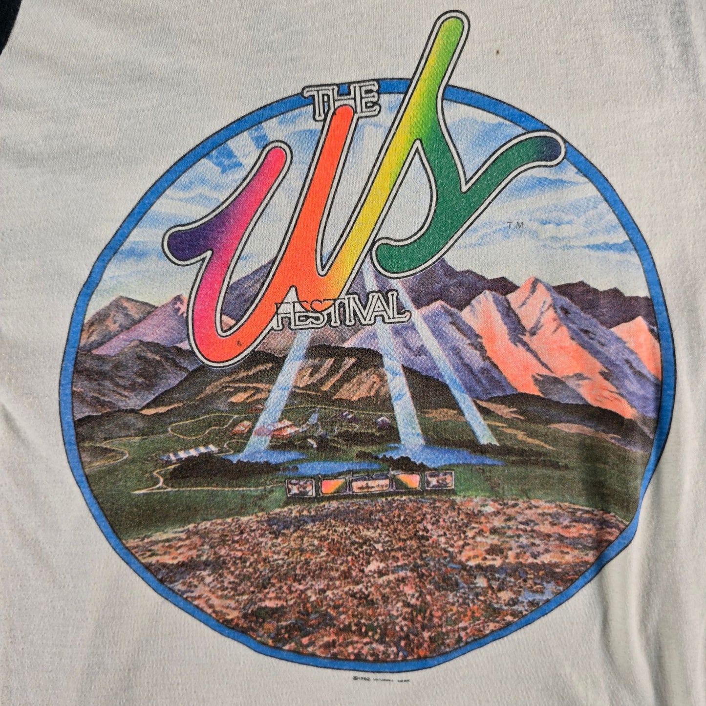 Vintage 1982 US Rock & Roll Festival San Bernadino Raglan Concert T-Shirt (M)