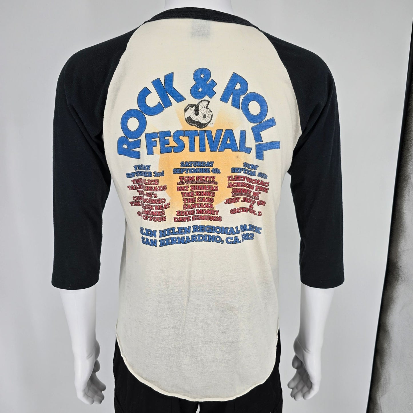 Vintage 1982 US Rock & Roll Festival San Bernadino Raglan Concert T-Shirt (M)