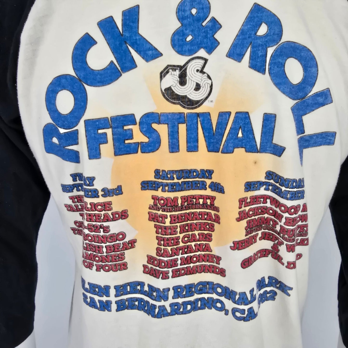 Vintage 1982 US Rock & Roll Festival San Bernadino Raglan Concert T-Shirt (M)