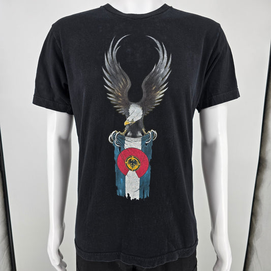 2010s Never Summer Industries "Heritage" Black Snowboarding T-Shirt (L) *Flaw