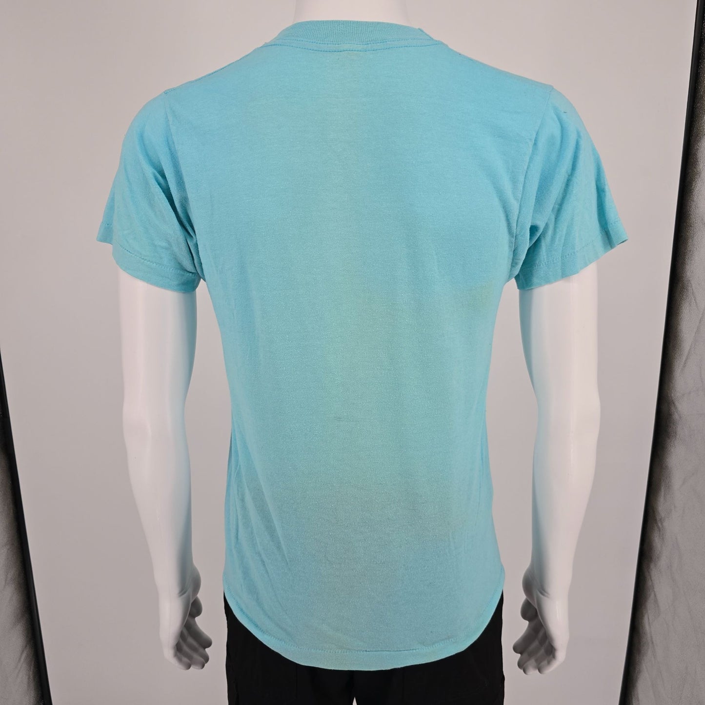 Vintage 1980s Screen Stars Blue Motorola Recreation Employee T-Shirt (S/M)