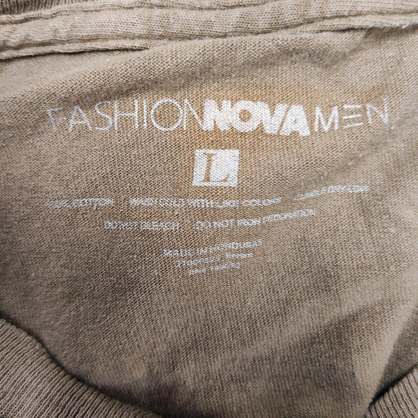 Fashion Nova Luxury Motorsports Japanese Kanji Brown Graphic T-Shirt (Large)