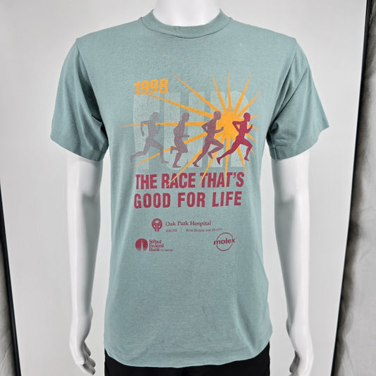 Vintage 1998 Oak Park Runners Club "The Race That's Good for Life" T-Shirt (S/M)