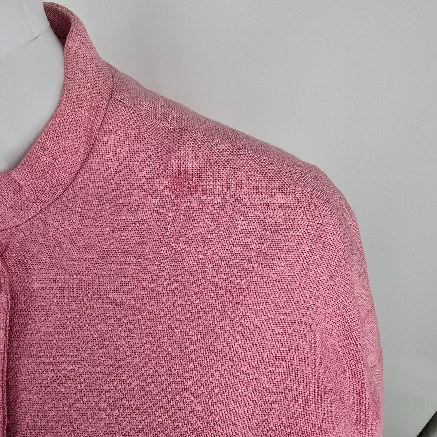 Vintage 1980s Handmade Vintage Pink Mandarin Collar Duster Coat (M)