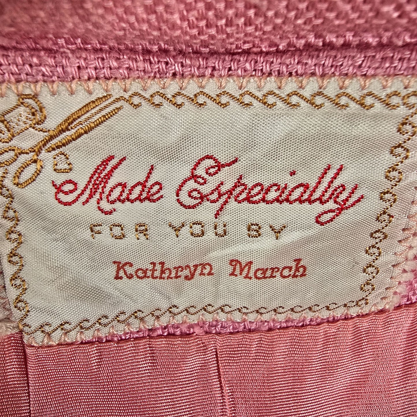 Vintage 1980s Handmade Vintage Pink Mandarin Collar Duster Coat (M)