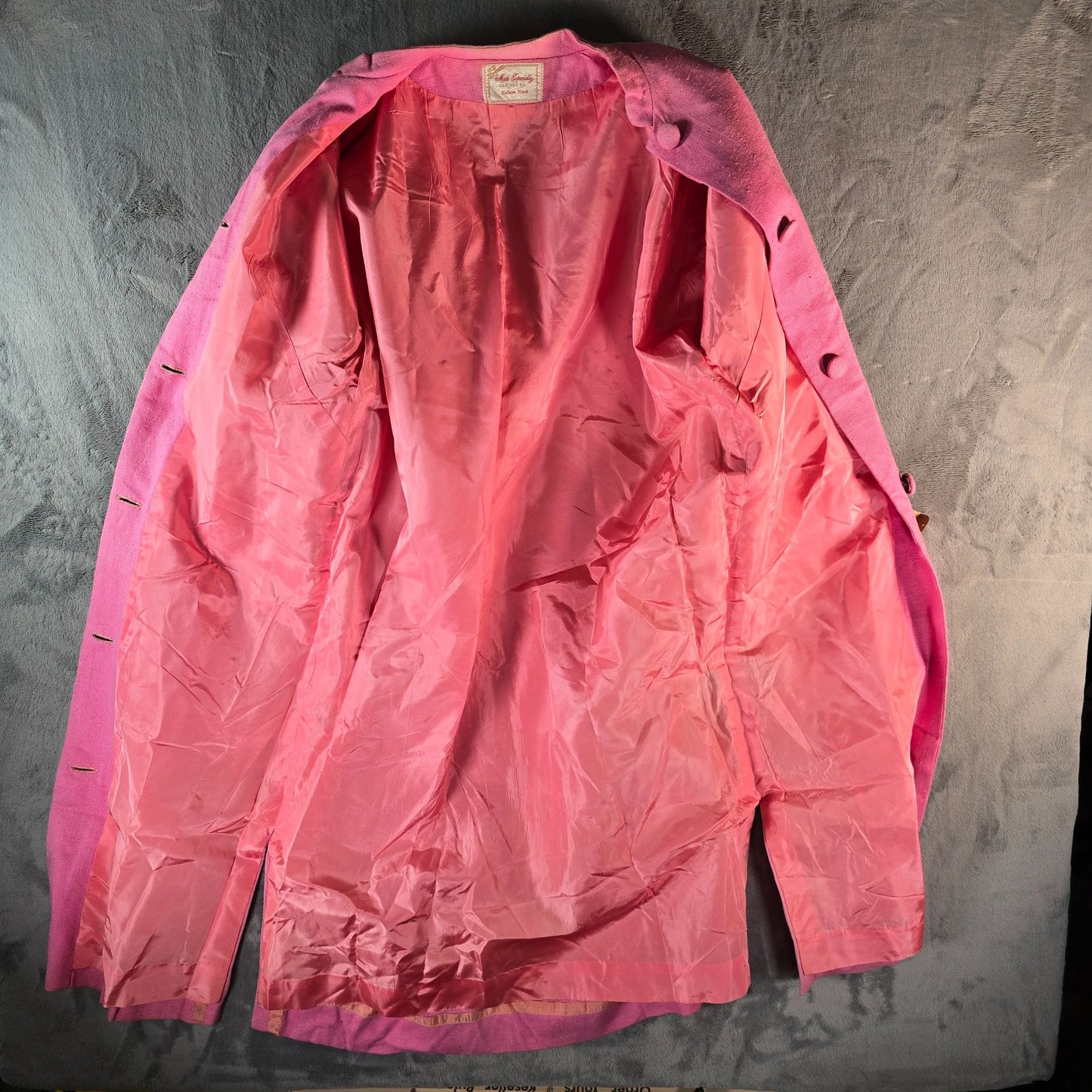 Vintage 1980s Handmade Vintage Pink Mandarin Collar Duster Coat (M)
