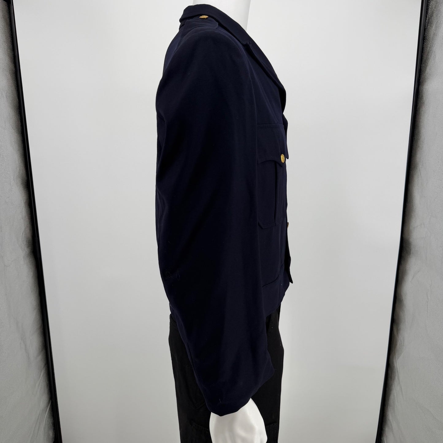 Vintage 1960s Kale Uniforms Navy Blue Button Front Ike Police Jacket (44 Short)