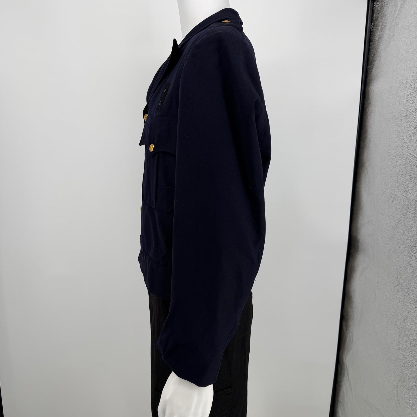 Vintage 1960s Kale Uniforms Navy Blue Button Front Ike Police Jacket (44 Short)