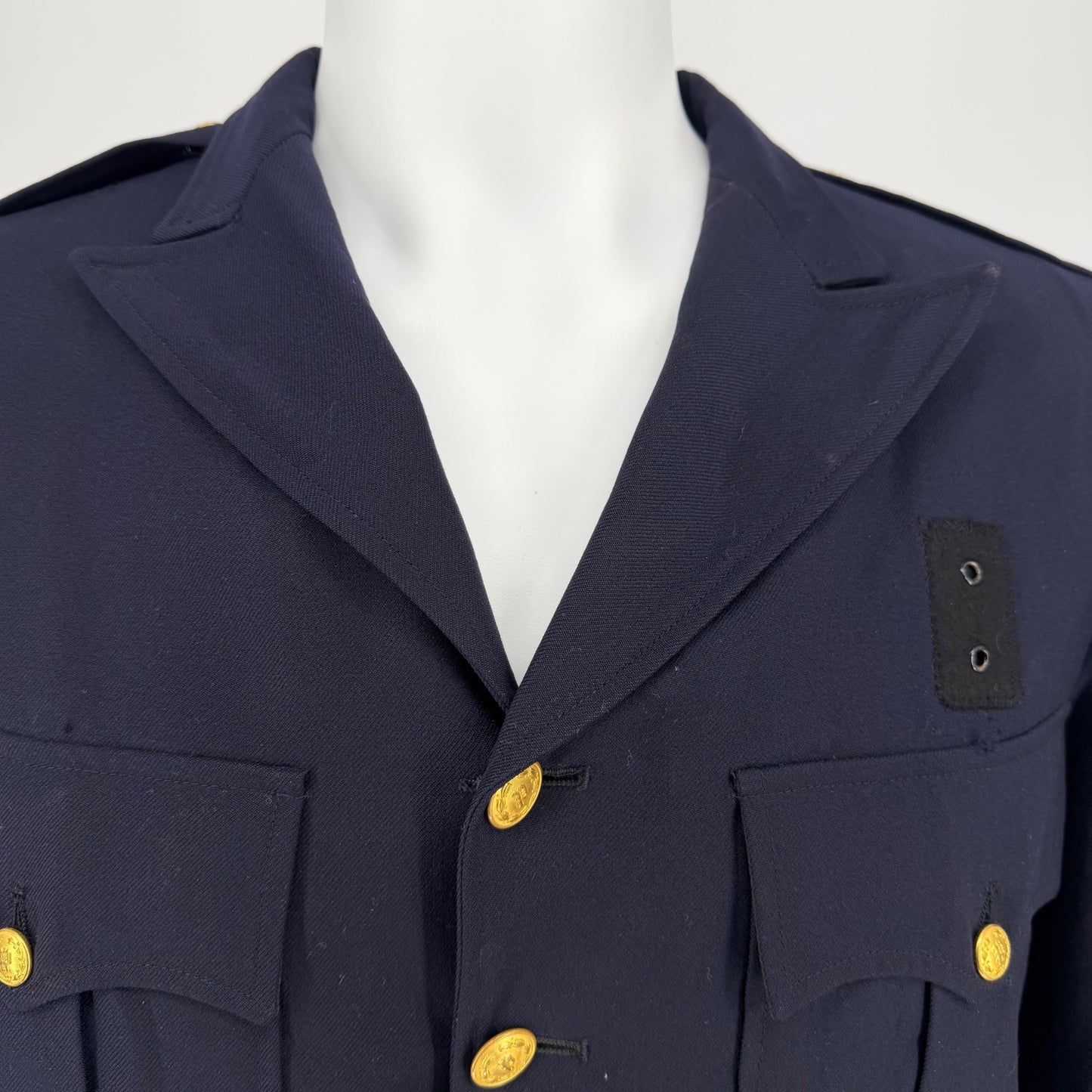 Vintage 1960s Kale Uniforms Navy Blue Button Front Ike Police Jacket (44 Short)