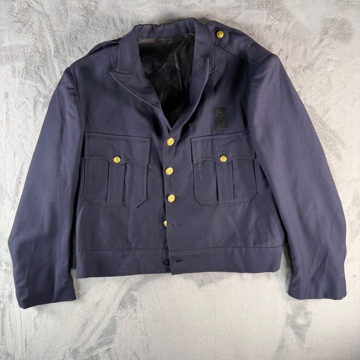 Vintage 1960s Kale Uniforms Navy Blue Button Front Ike Police Jacket (44 Short)
