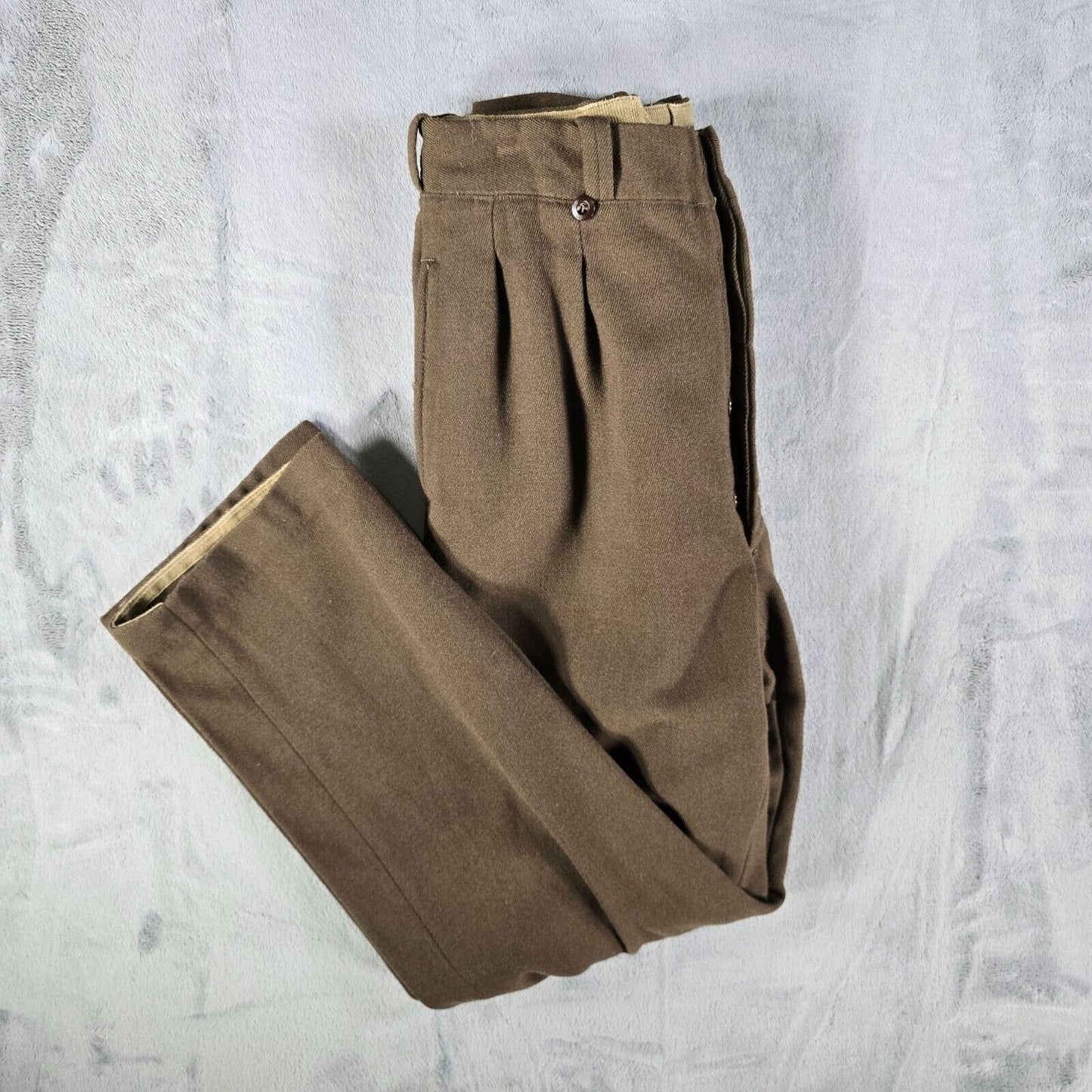 Vintage 1950s French Military Korean War Era Brown Wool Work Pants (29x30)