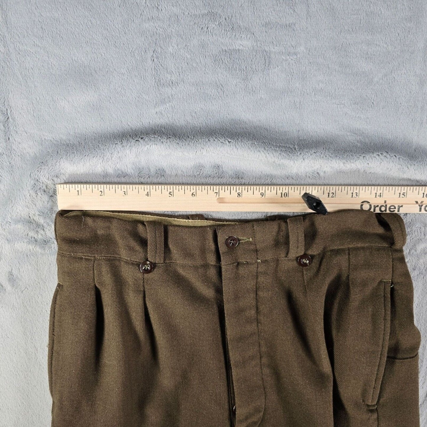 Vintage 1950s French Military Korean War Era Brown Wool Work Pants (29x30)