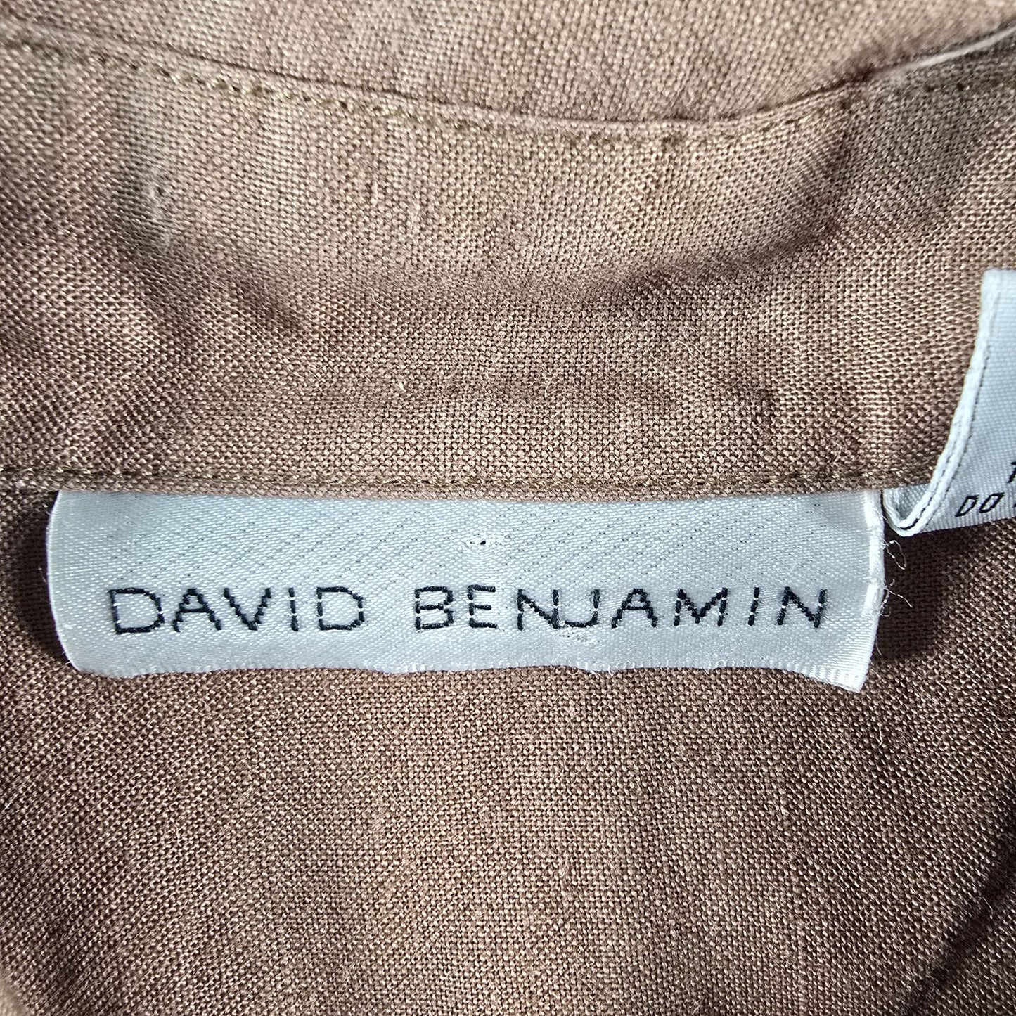 Vintage 1990s David Benjamin Ramie Blend Midi Safari Shirt Dress (10/M)