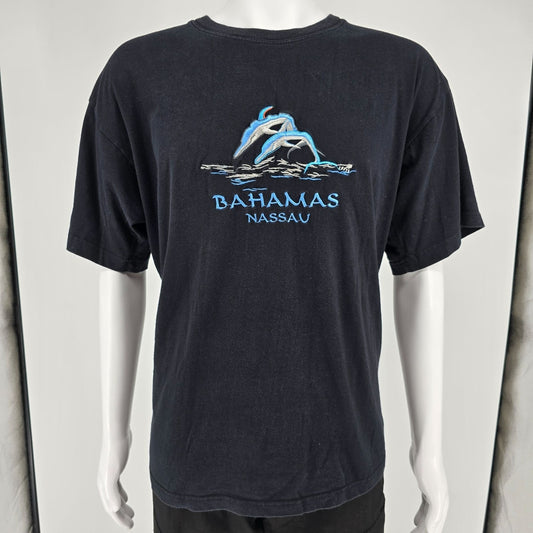 Vintage 1990s Dorsett Tee's Nassau Bahamas Embroidered Dolphins T-Shirt (XXL)