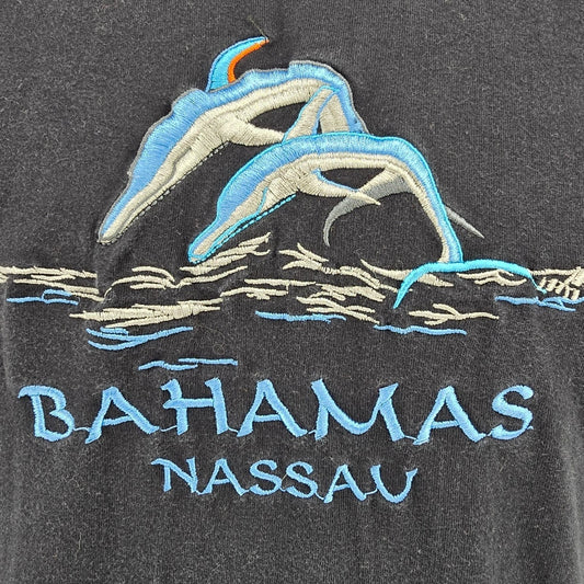 Vintage 1990s Dorsett Tee's Nassau Bahamas Embroidered Dolphins T-Shirt (XXL)