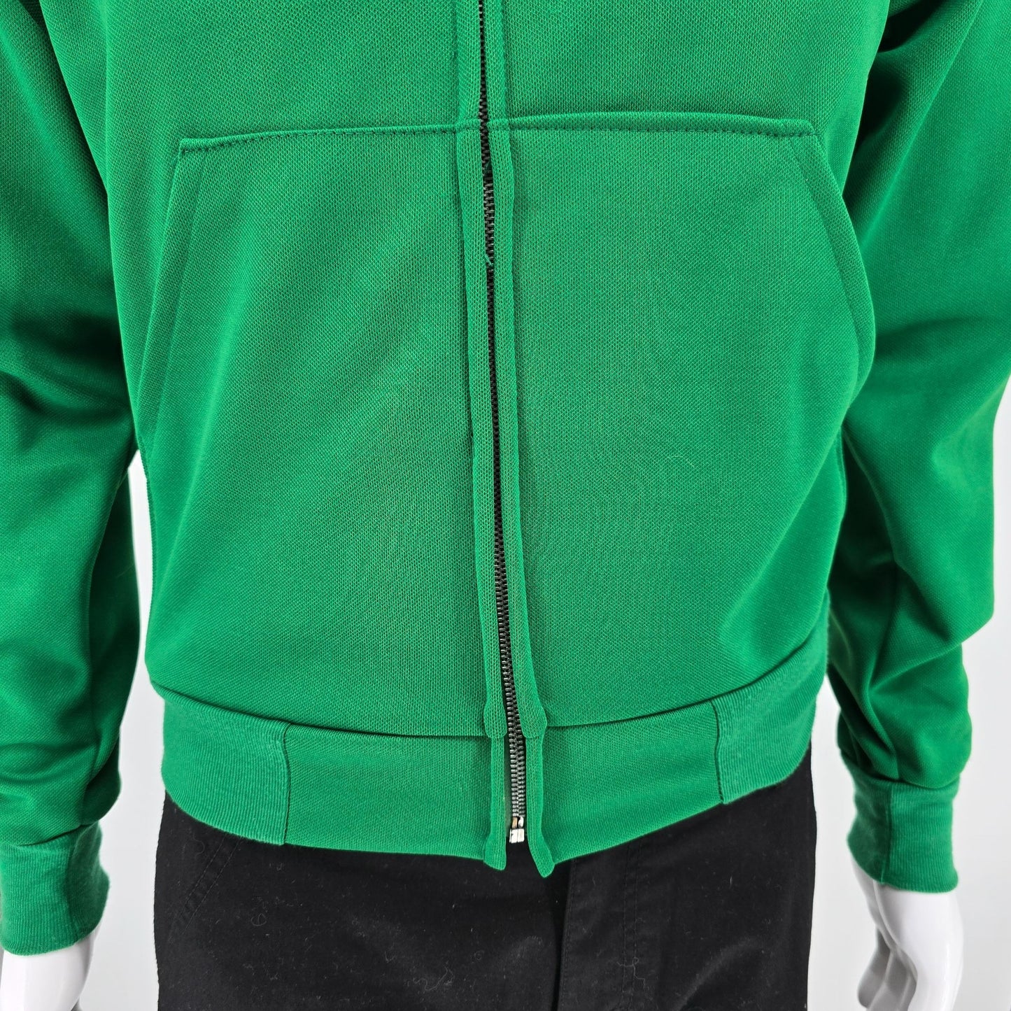 Vintage 1970s K-Brand "Grace" Patch Kelly Green Ideal Zipper Zip Hoodie (S)